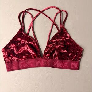 PINK Victoria's Secret Velvet Bralette in Deep Red Size L